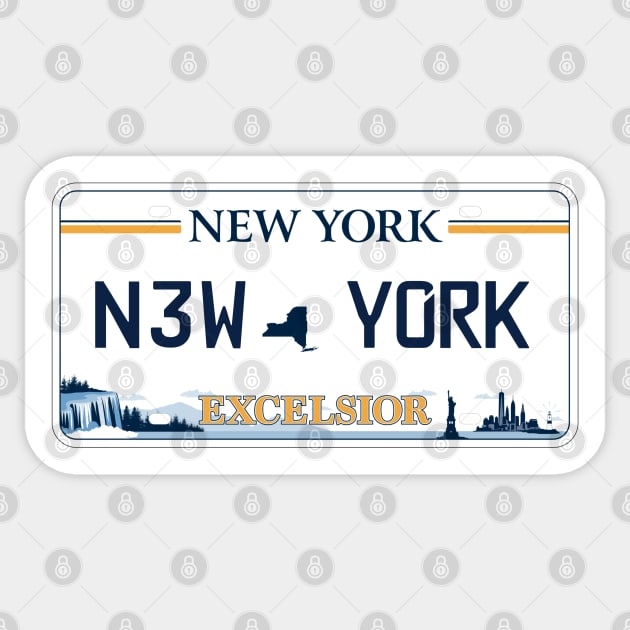 New York car license plate Sticker by Travellers